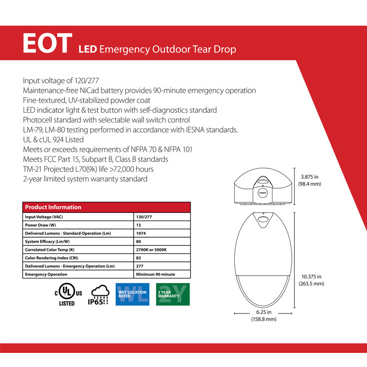 NICOR Lighting Aluminum Emergency Light Wayfair Canada